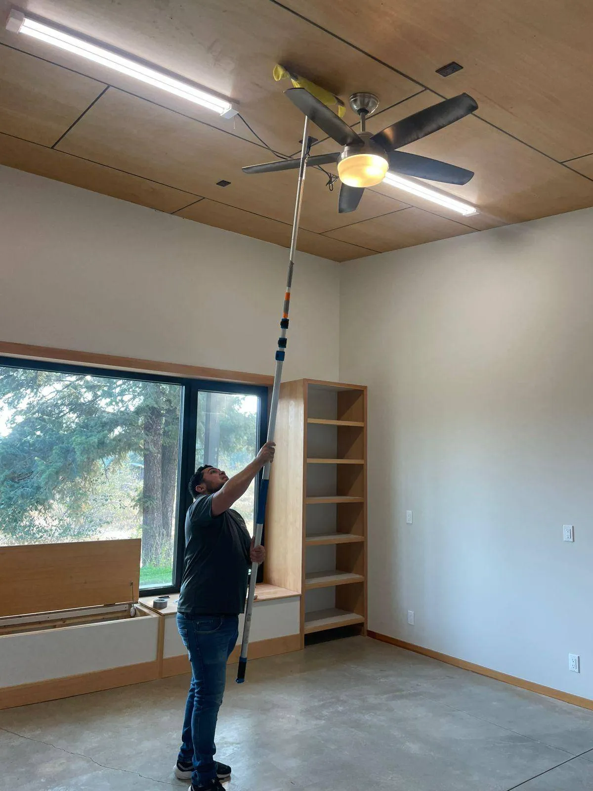 A modern Methow Valley home being cleaned